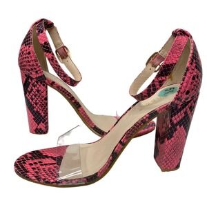 Neon Heels Size 5.5 Pink Snakeskin Mob Wife Party Festival Club Jersey Shore